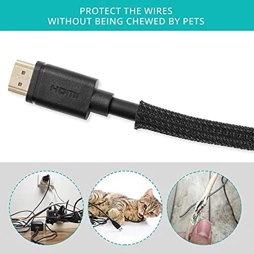 ZhiYo Braided Cable Sleeve 6.35mm (1/4 inch) x 20ft Black | Organizes & Protects Wires thumbnail 3