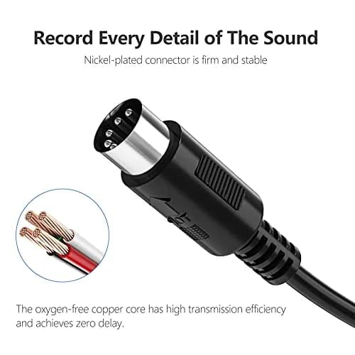 Mellbree MIDI Cable 5-Pin DIN Male to Male 1FT | High-Quality Audio Connection thumbnail 4