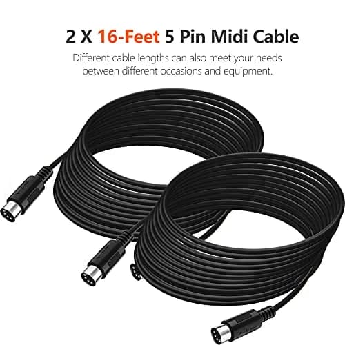 Mellbree MIDI Cable 16-Feet Male to Male 5-Pin MIDI Cable for Music Gear | Compatible with MIDI Keyboard, Synth, Sound Card thumbnail 6