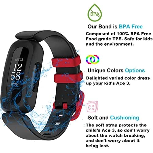 TopPerfekt Watch Band Compatible with Fitbit Ace 3 | Soft Silicone Waterproof Strap for Kids thumbnail 4