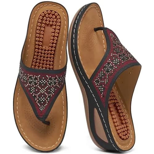 Ecetana Wedge Sandals for Women Comfortable Casual Stylish Flip Flops | 2.16 Inch Heel thumbnail 1