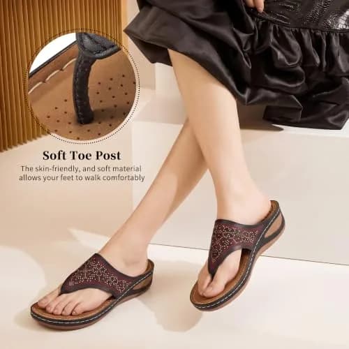 Ecetana Wedge Sandals for Women Comfortable Casual Stylish Flip Flops | 2.16 Inch Heel thumbnail 6