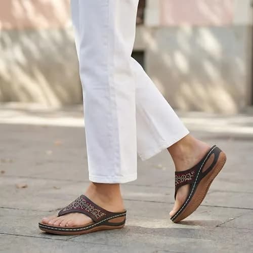 Ecetana Wedge Sandals for Women Comfortable Casual Stylish Flip Flops | 2.16 Inch Heel thumbnail 3