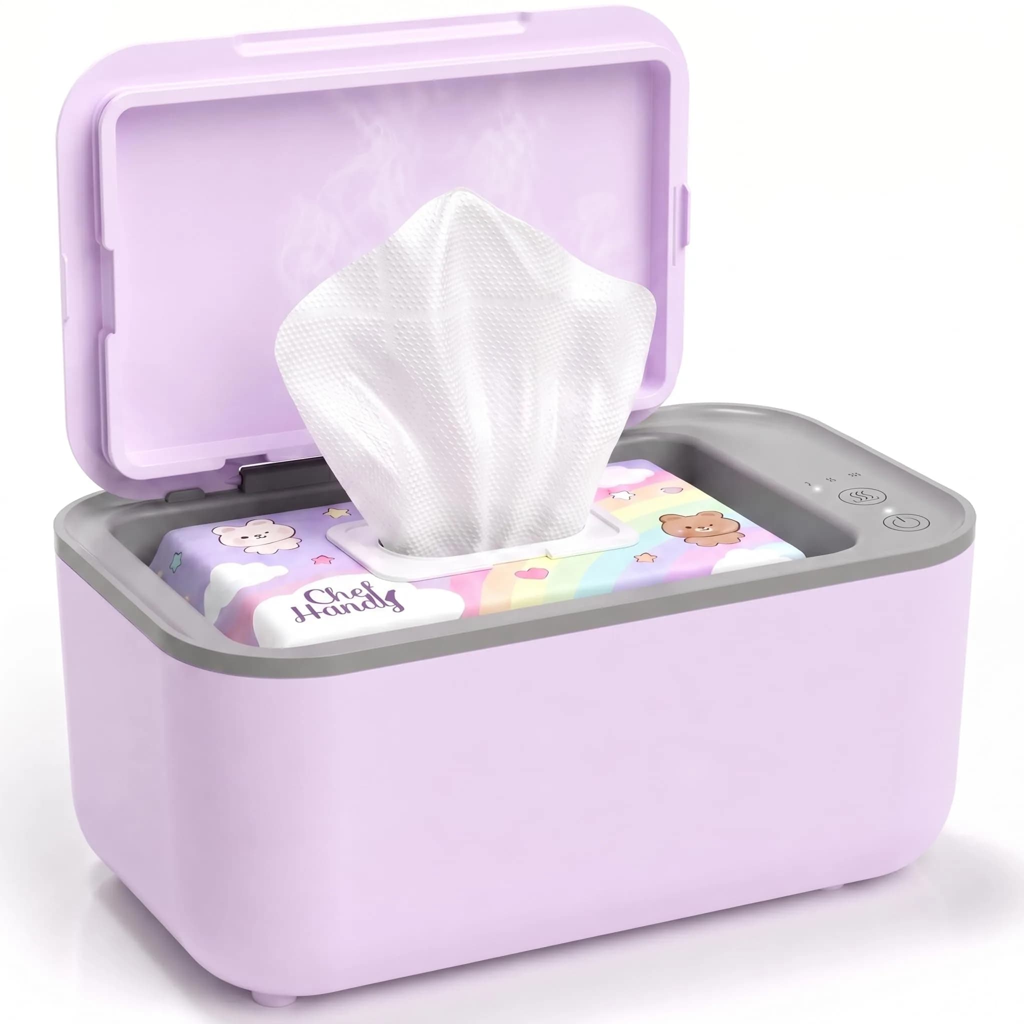 Chefhandy Large Capacity Baby Wipe Warmer with Surround Heating, Purple | 100-Wipe Capacity, 3 Temperature Settings — purple