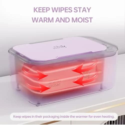 Chefhandy Large Capacity Baby Wipe Warmer with Surround Heating, Purple | 100-Wipe Capacity, 3 Temperature Settings thumbnail 5