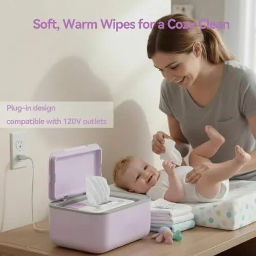 Chefhandy Large Capacity Baby Wipe Warmer with Surround Heating, Purple | 100-Wipe Capacity, 3 Temperature Settings thumbnail 7