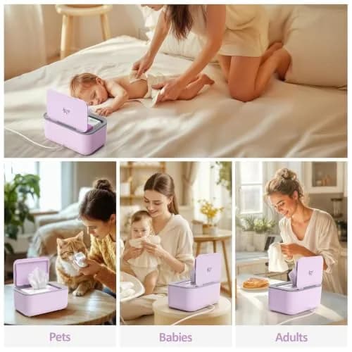 Chefhandy Large Capacity Baby Wipe Warmer with Surround Heating, Purple | 100-Wipe Capacity, 3 Temperature Settings thumbnail 3