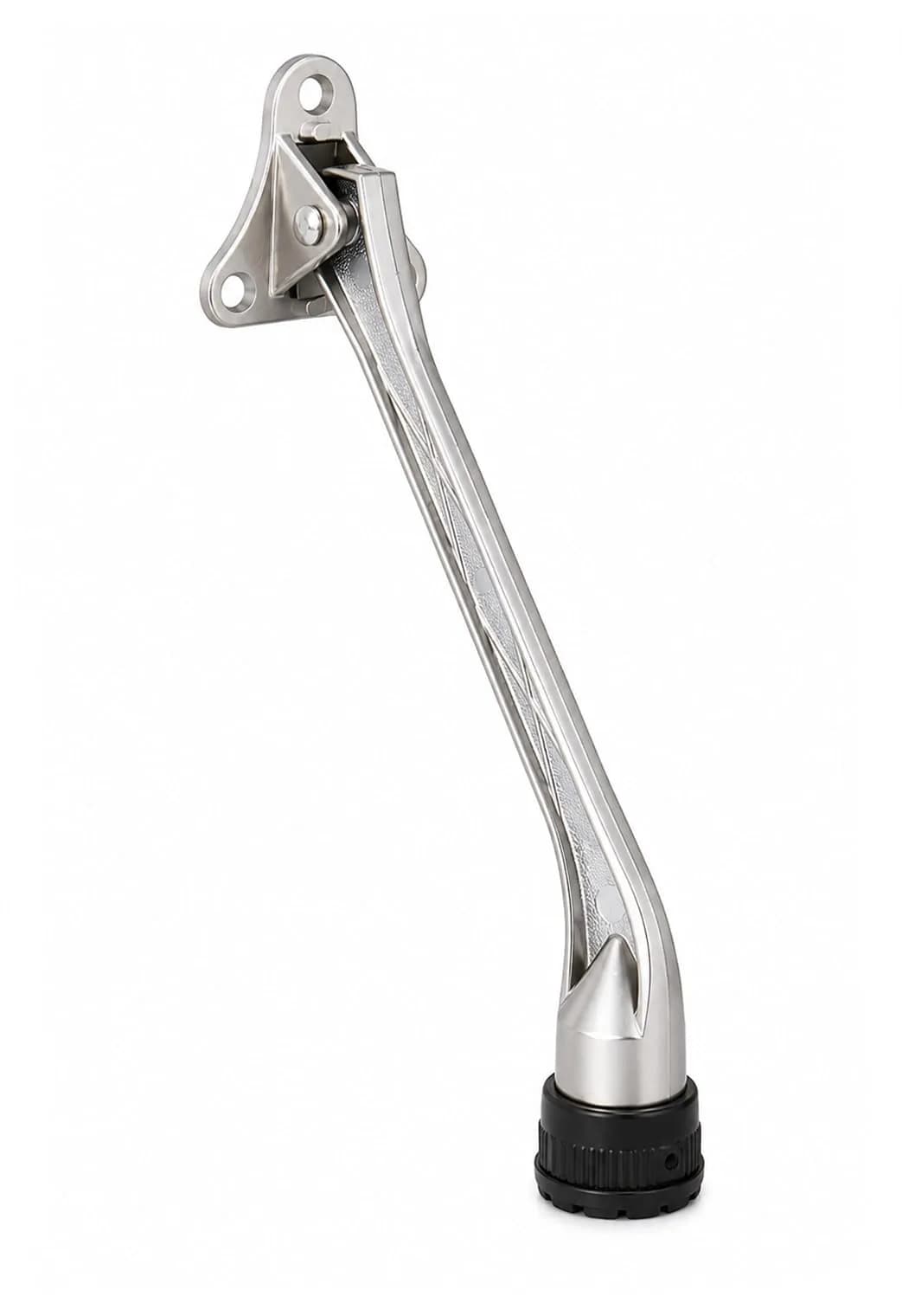 HOME&I 7" Kick Down Door Stopper, Extended Reach Zinc Alloy Door Stop with Leaf Spring & Non-Slip Rubber Foot — Satin Nickel / 7 Inch x