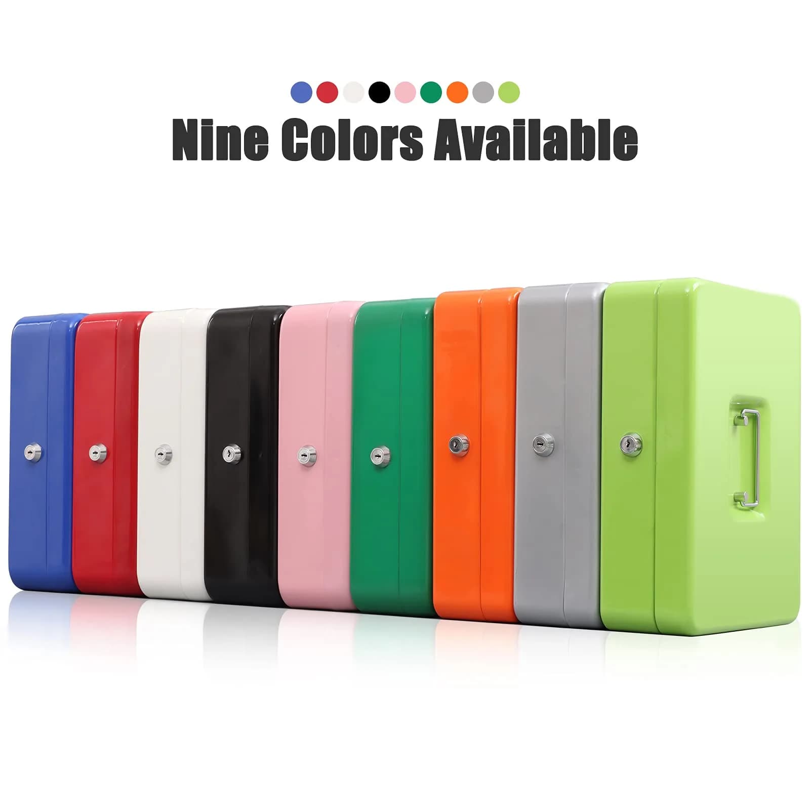 KYODOLED Lightgrey Locking Cash Box with Money Tray & Key Lock, 11.81x9.45x3.54 Inches - view 5