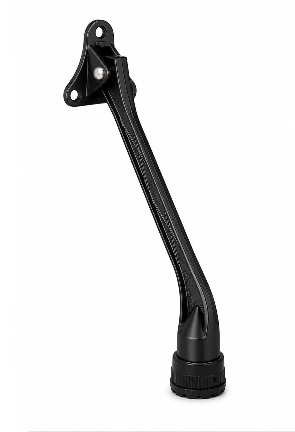 HOME&I 7-Inch Kick Down Door Stopper with Leaf Spring & Non-Slip Rubber Foot, Satin Nickel | Extended Reach Door Holder for Wood, Tile, Carpet & Concrete Floors — Black