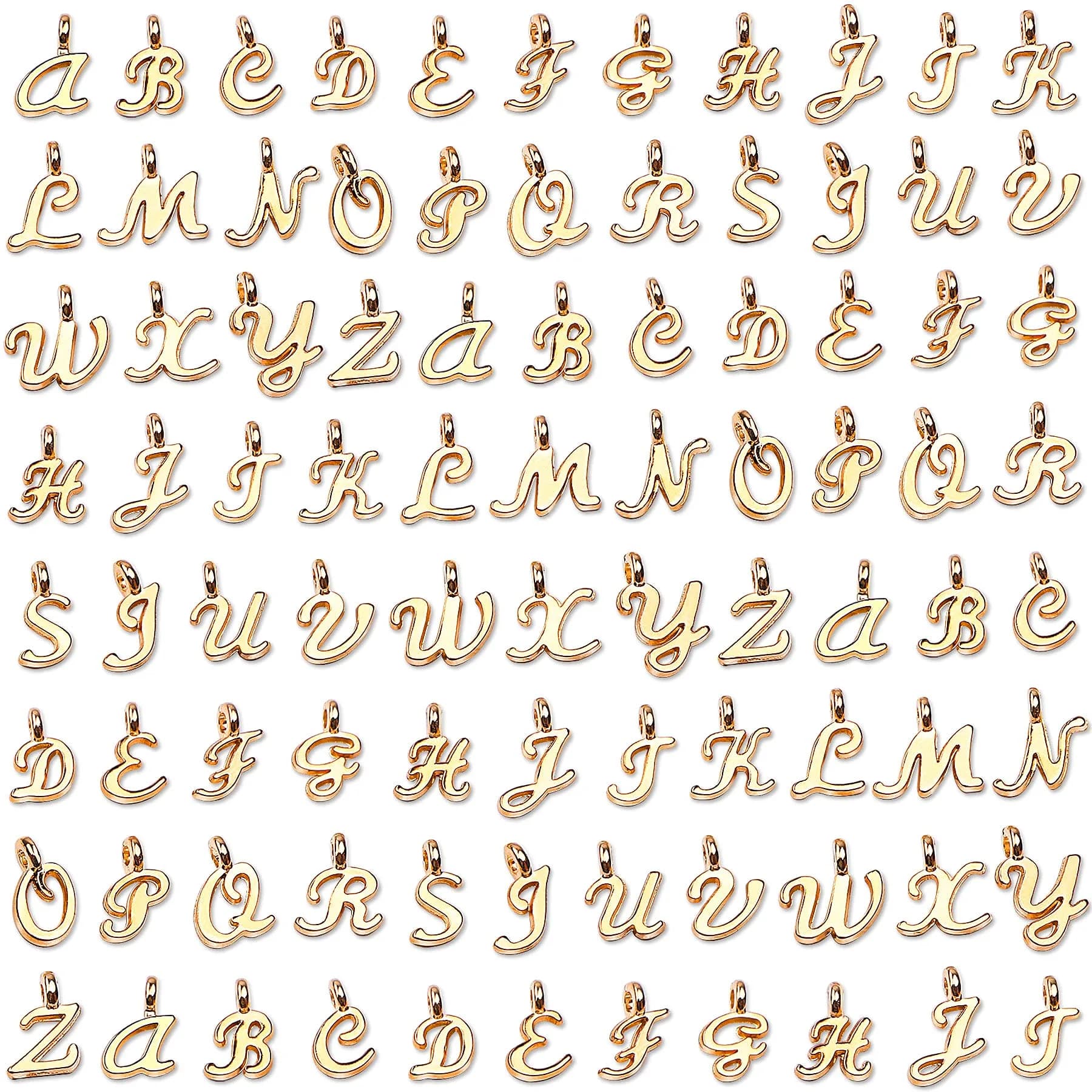 SANNIX Gold Letter Charms & Jump Rings | Alphabet A-Z Pendants for DIY Jewelry Projects