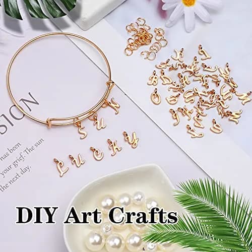 SANNIX Gold Letter Charms & Jump Rings | Alphabet A-Z Pendants for DIY Jewelry Projects thumbnail 4