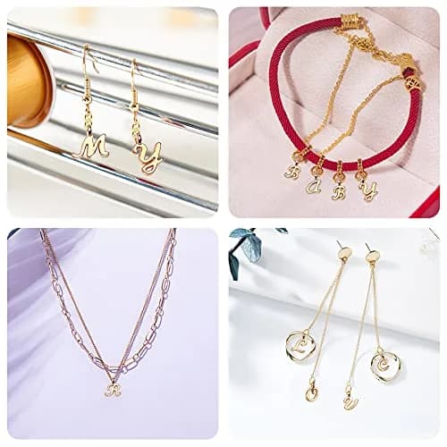 SANNIX Gold Letter Charms & Jump Rings | Alphabet A-Z Pendants for DIY Jewelry Projects thumbnail 6