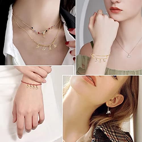 SANNIX Gold Letter Charms & Jump Rings | Alphabet A-Z Pendants for DIY Jewelry Projects thumbnail 7