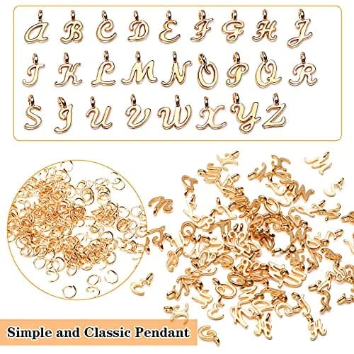 SANNIX Gold Letter Charms & Jump Rings | Alphabet A-Z Pendants for DIY Jewelry Projects thumbnail 3