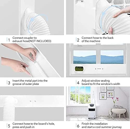 UNAOIWN Portable AC Window Vent Kit 5.9" | Easy Installation & Durable PVC Material thumbnail 8