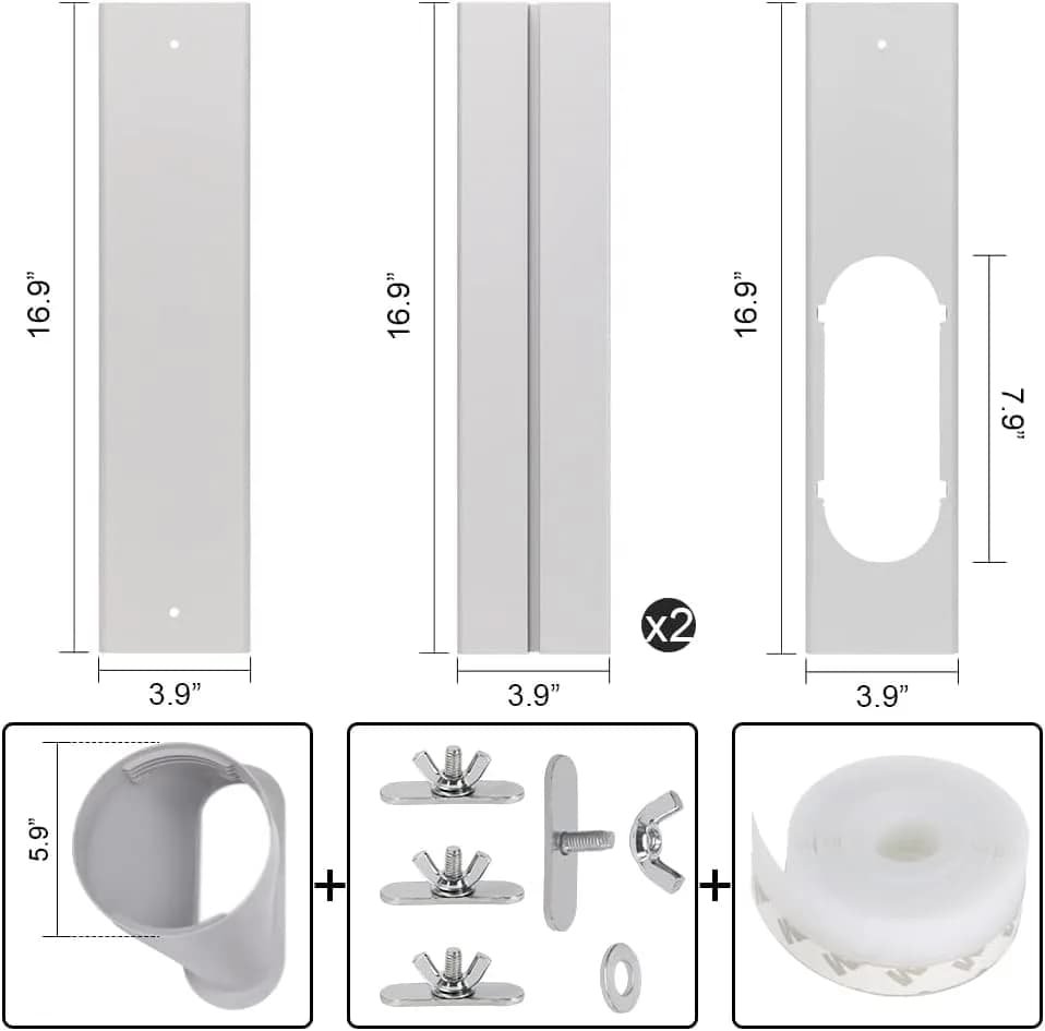 UNAOIWN Portable AC Window Vent Kit 5.9" | Easy Installation & Durable PVC Material thumbnail 3