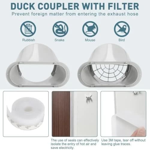 UNAOIWN Portable AC Window Vent Kit 5.9" | Easy Installation & Durable PVC Material thumbnail 4