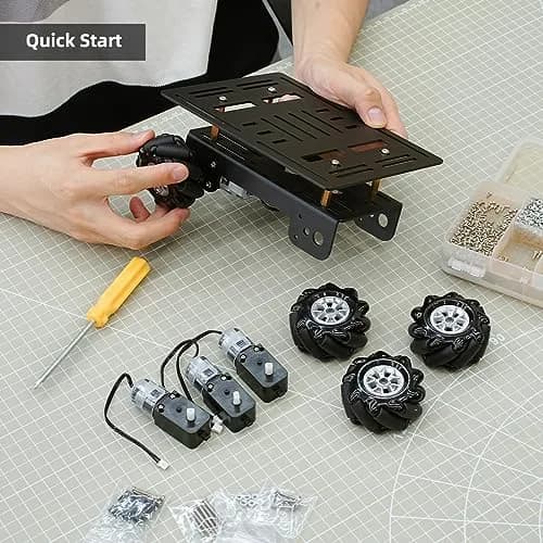 LewanSoul Mecanum Robot Chassis Car Kit 180x140x89mm | Aluminum Alloy Frame with 360° Omnidirectional Wheels thumbnail 2