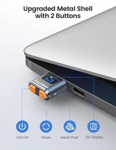 Vaydeer T3s Mouse Jiggler USB Mouse Mover | Undetectable, Aluminum Alloy, 3 Random Tracks thumbnail 2