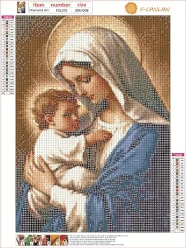 F-CANLAN Virgin Mary Bless the Child Diamond Art Kit 30x40cm (12x16 inches) | Full Drill Religious Artwork thumbnail 5