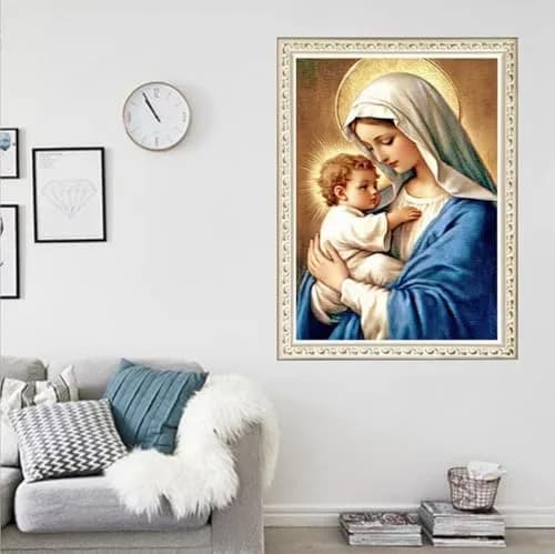 F-CANLAN Virgin Mary Bless the Child Diamond Art Kit 30x40cm (12x16 inches) | Full Drill Religious Artwork thumbnail 3