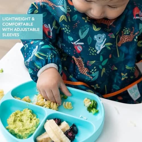 Bumkins Sleeved Bib for Babies 6-24 Months | Waterproof Fabric with Crumb Catcher Pocket, Jungle Print thumbnail 4