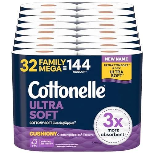 Cottonelle Ultra ComfortCare Soft Toilet Paper 32 Family Mega Rolls | 2-Ply, 10400 Sheets thumbnail 1