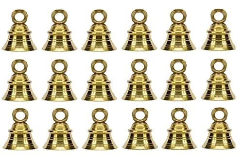 UAPAN Brass Hanging Bells for Festival Home Decoration with J Hook, 5.08 cm (2 Inch) Pack of 18 | Classic Religious Style thumbnail 1
