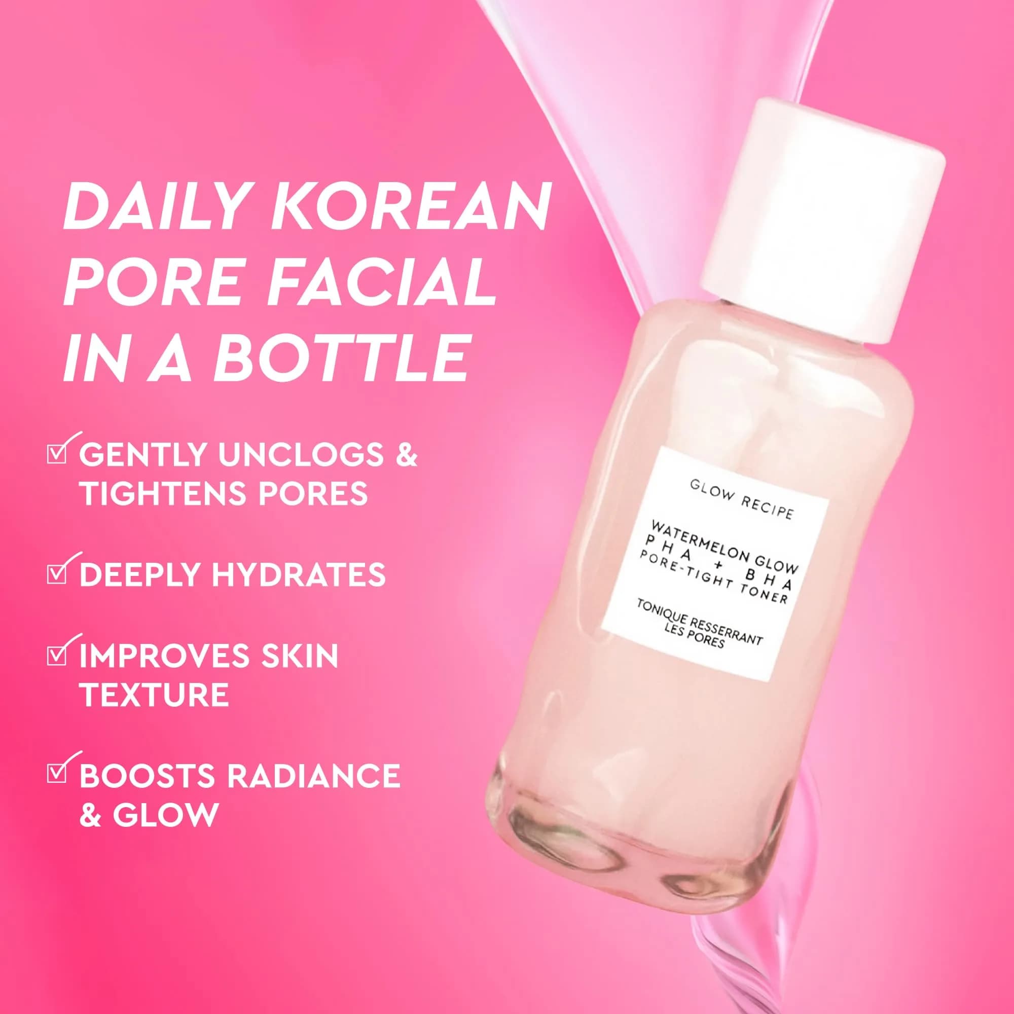Glow Recipe PHA + BHA Face Toner 40ml (1.35 Fl Oz) | Gentle Exfoliant for Pores - view 2