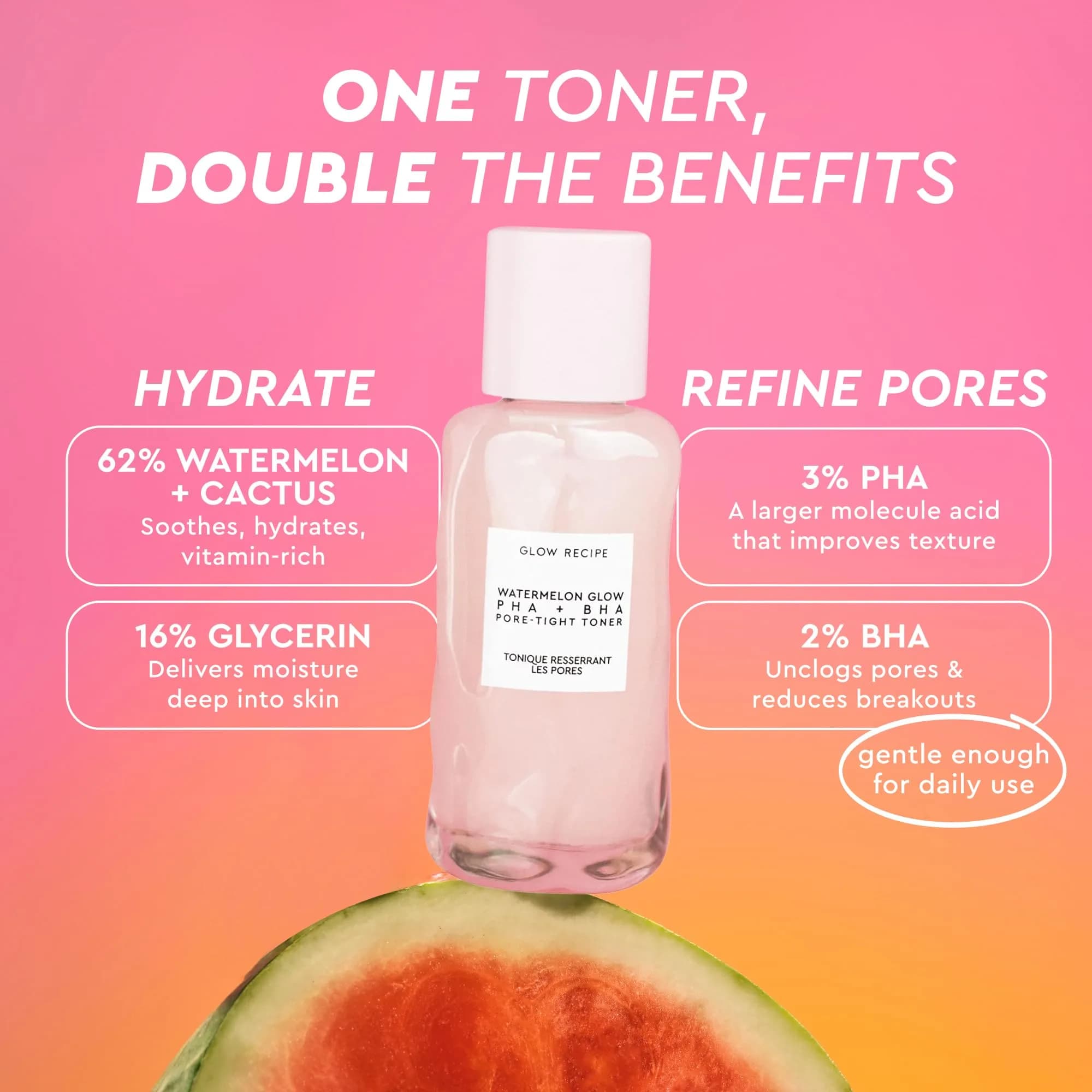 Glow Recipe PHA + BHA Face Toner 40ml (1.35 Fl Oz) | Gentle Exfoliant for Pores - view 4