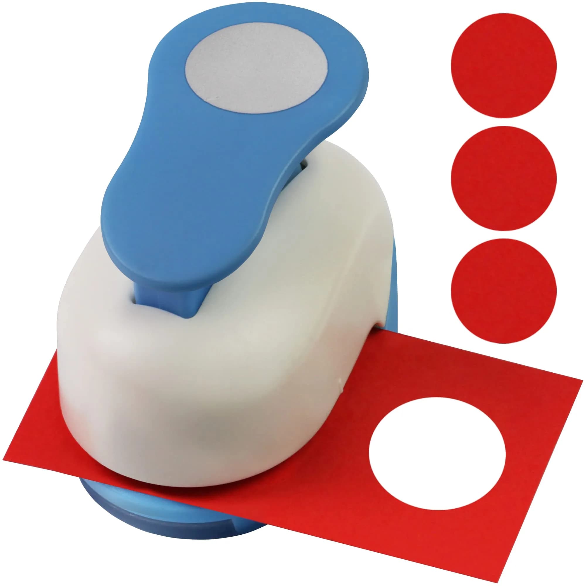 ECOHU 1-Inch Circle Hole Punch | Spring-Action Lever for Crafts, Scrapbooks, Cards (Blue/White) - main product image
