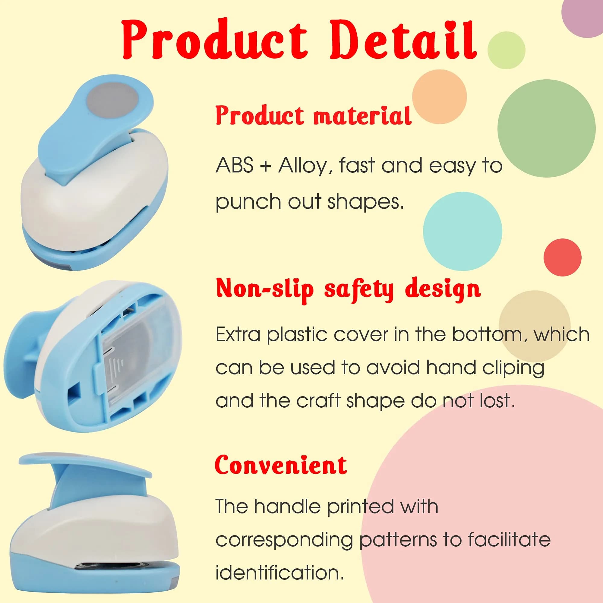 ECOHU 1-Inch Circle Hole Punch | Spring-Action Lever for Crafts, Scrapbooks, Cards (Blue/White) - view 6