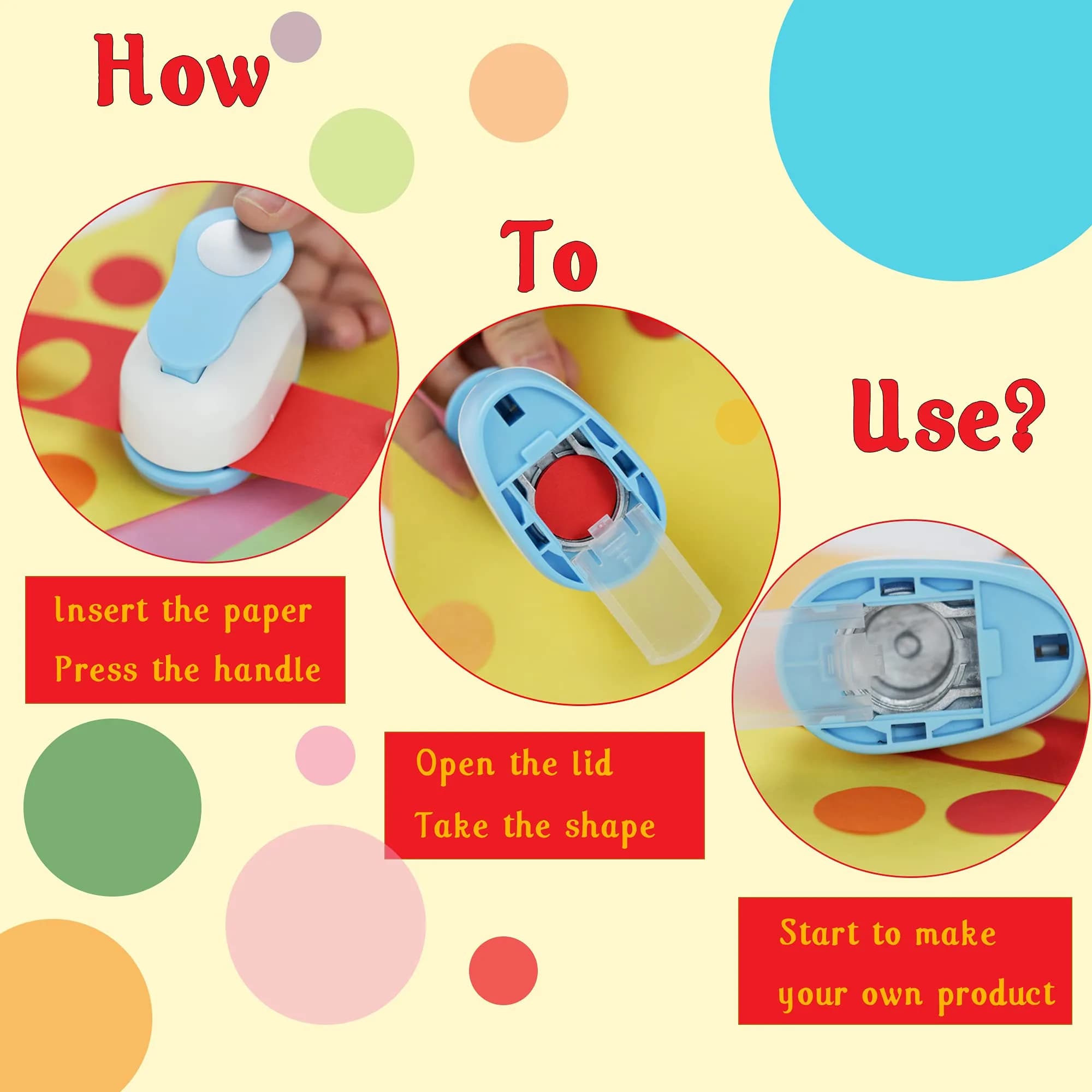 ECOHU 1-Inch Circle Hole Punch | Spring-Action Lever for Crafts, Scrapbooks, Cards (Blue/White) - view 7