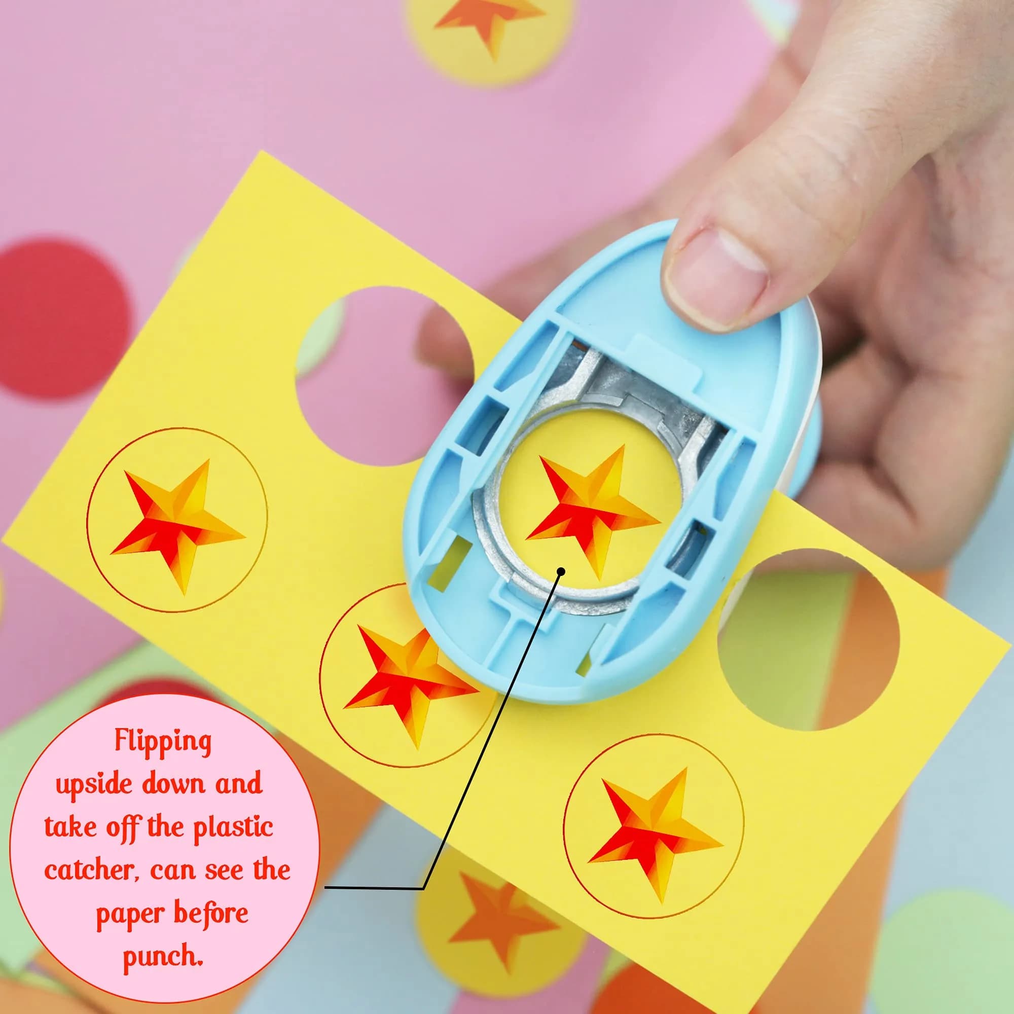 ECOHU 1-Inch Circle Hole Punch | Spring-Action Lever for Crafts, Scrapbooks, Cards (Blue/White) - view 2