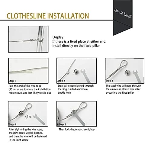 MHY 16ft (4.88m) Heavy Duty 304 Stainless Steel Clothesline | Windproof & Rust-Resistant for Outdoor/Indoor Drying thumbnail 6