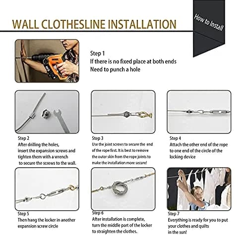 MHY 304 Stainless Steel Clothesline 3.05m (10ft) | Heavy Duty, Rust-Resistant, Windproof Wire Rope for Outdoor Drying thumbnail 5