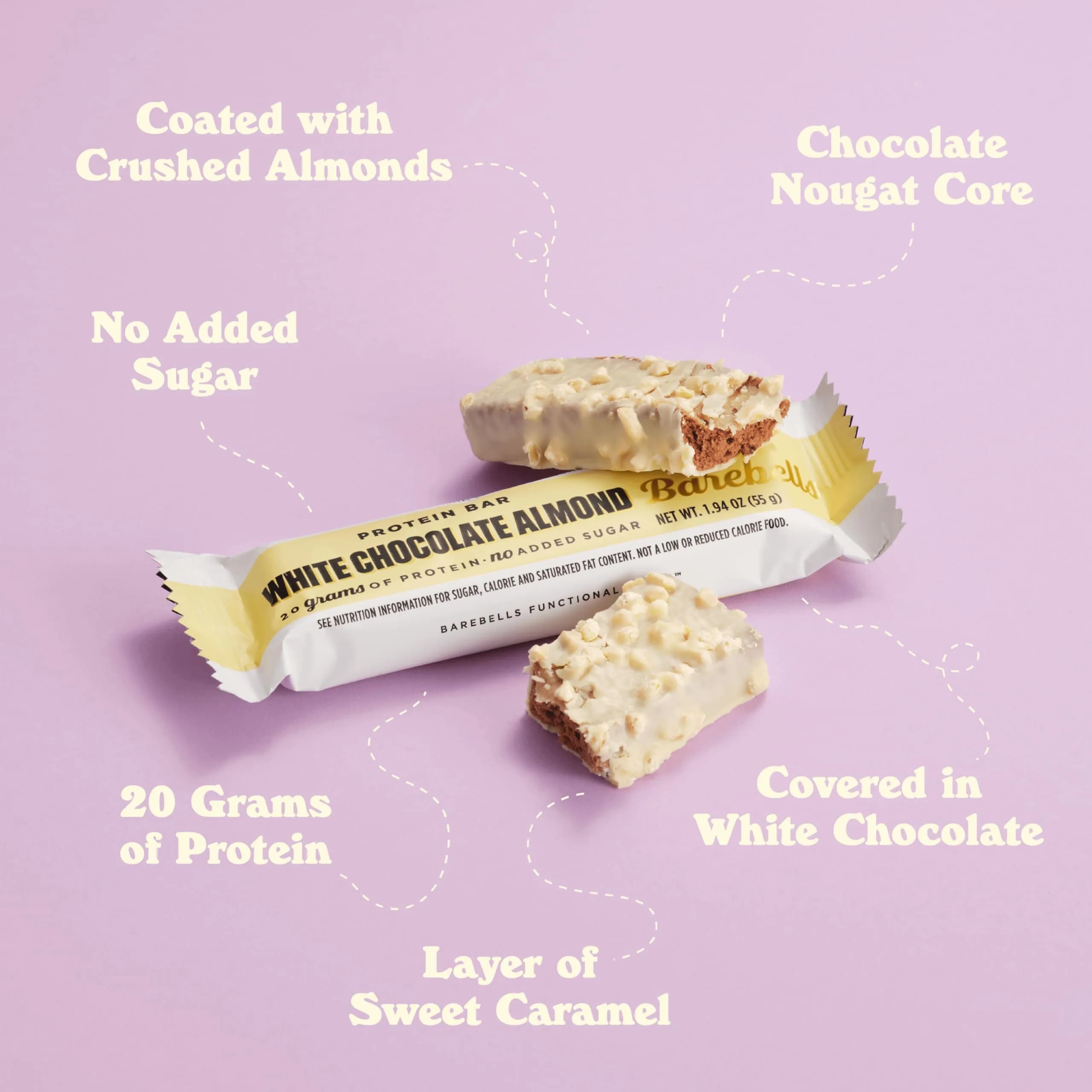 BAREBELLS White Chocolate Almond Protein Bars 24 Count | Chocolate Protein Bar thumbnail 4