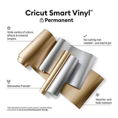 Cricut Smart Permanent Vinyl Matte Metallic Champagne 33cm x 3.7m (13in x 12ft) | Matless Cutting for Long Cuts thumbnail 2
