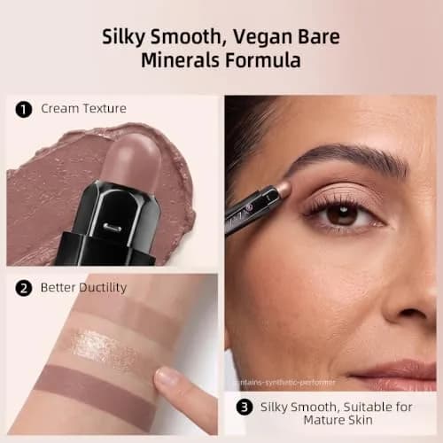 LUXAZA 3 Pcs Cream Eyeshadow Stick Set Champagne Nude Brown Neutral | Blendable Eye Makeup for Beginners thumbnail 5