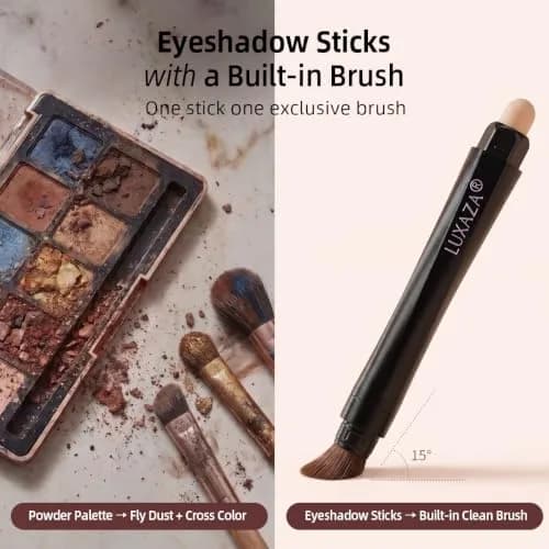 LUXAZA 3 Pcs Cream Eyeshadow Stick Set Champagne Nude Brown Neutral | Blendable Eye Makeup for Beginners thumbnail 6