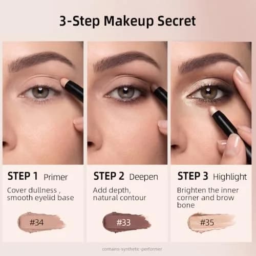 LUXAZA 3 Pcs Cream Eyeshadow Stick Set Champagne Nude Brown Neutral | Blendable Eye Makeup for Beginners thumbnail 2