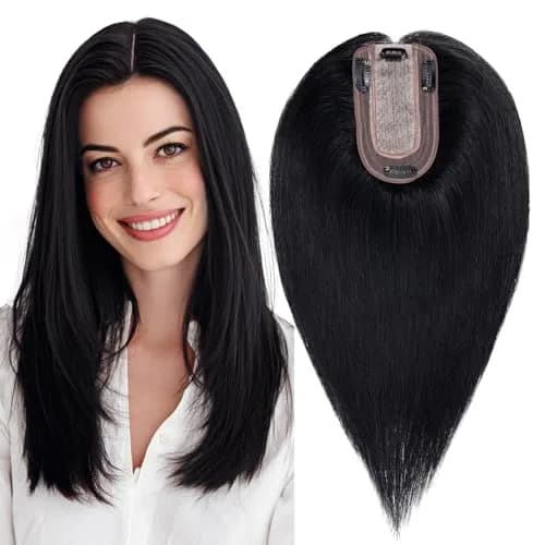 MY-LADY Real Human Hair Topper for Women 7 x 13cm Silk Base 10" Jet Black | Natural, Breathable & Secure thumbnail 1