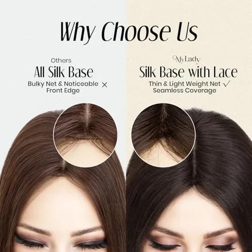 MY-LADY Real Human Hair Topper for Women 7 x 13cm Silk Base 10" Jet Black | Natural, Breathable & Secure thumbnail 5