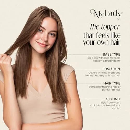 MY-LADY Real Human Hair Topper for Women 7 x 13cm Silk Base 10" Jet Black | Natural, Breathable & Secure thumbnail 7