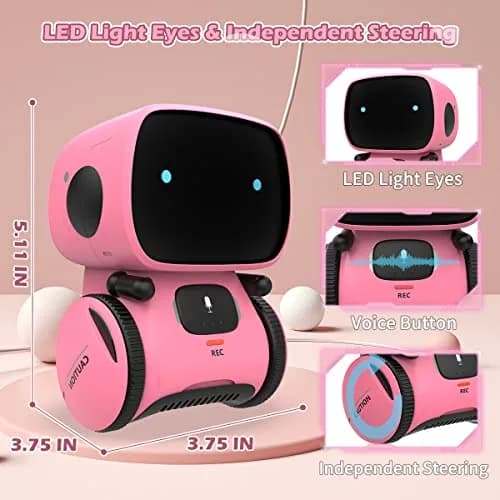 KaeKid Interactive Smart Robot Toy for Girls 3-5, Voice Control, Singing, Dancing, Repeating, Recording | Pink thumbnail 2