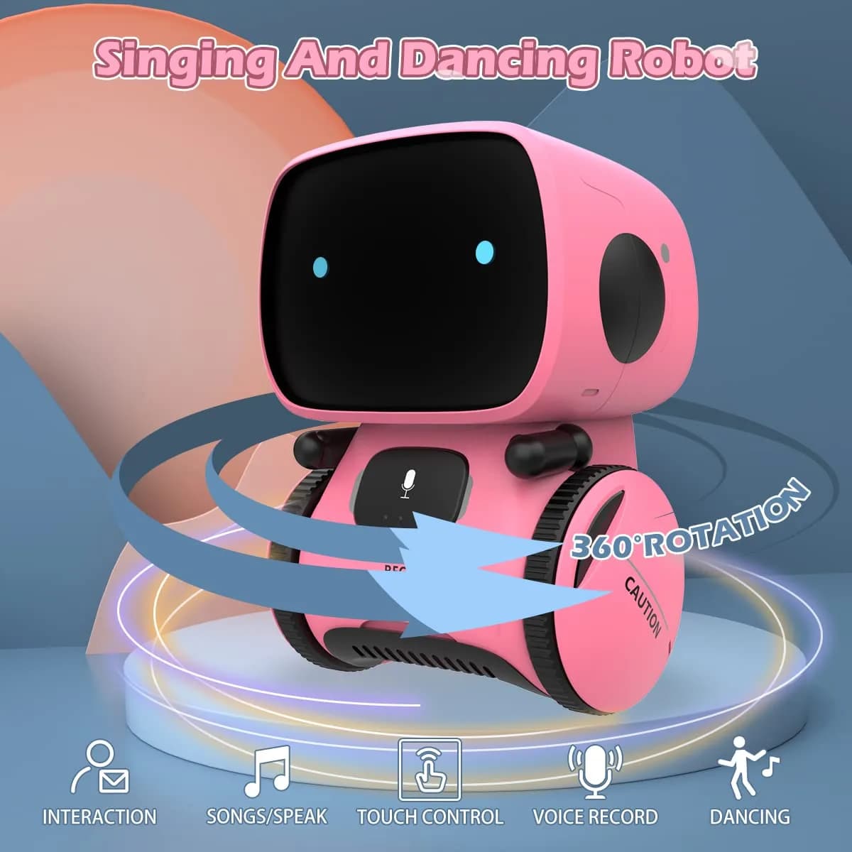 KaeKid Interactive Smart Robot Toy for Girls 3-5, Voice Control, Singing, Dancing, Repeating, Recording | Pink - view 3