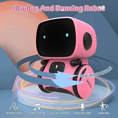 KaeKid Interactive Smart Robot Toy for Girls 3-5, Voice Control, Singing, Dancing, Repeating, Recording | Pink thumbnail 3