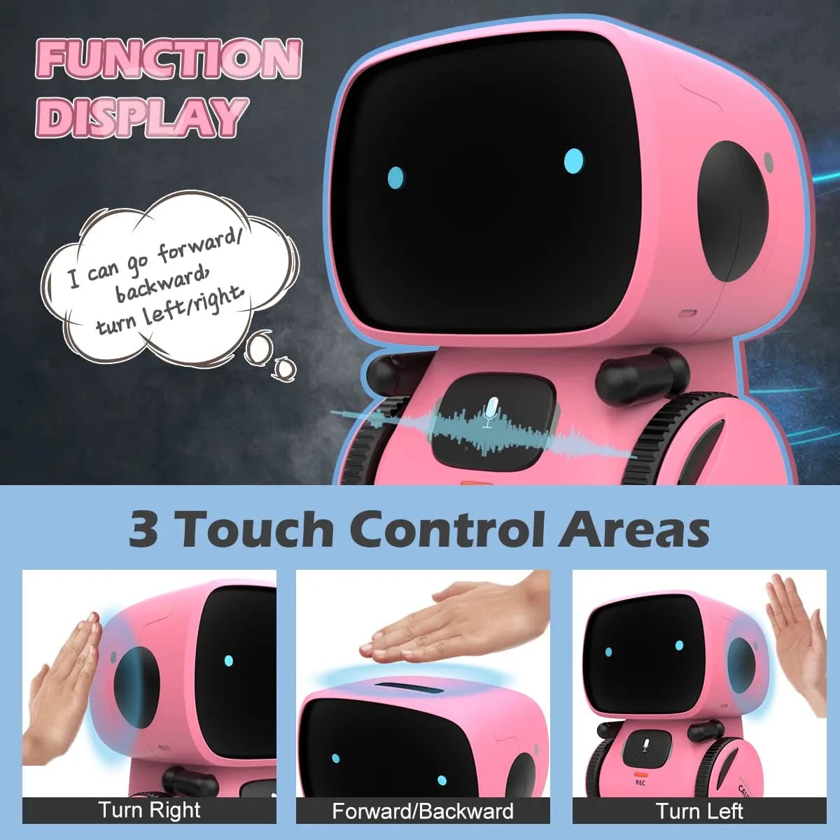 KaeKid Interactive Smart Robot Toy for Girls 3-5, Voice Control, Singing, Dancing, Repeating, Recording | Pink - view 4