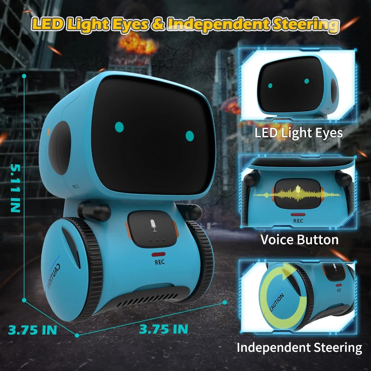 KaeKid Interactive Smart Robot Toy with Voice Control, Touch Sensor, Singing & Dancing, 15.5 cm (6.1 Inch) | Programmable Robot for Kids Age 3-8 thumbnail 2